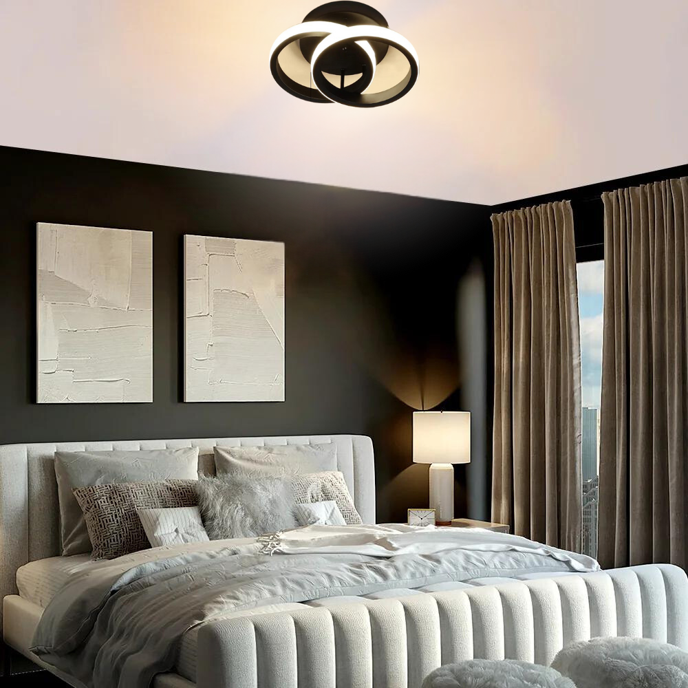 Plafonnier LED Design 22W avec Trois Températures de Couleur Éclairage Electro Paris Noir Blanc Chaud