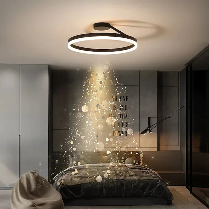 Plafonnier LED Minimaliste pour Intérieurs Modernes Éclairage Electro Paris Noir D40*16CM-25W(1 couche lumière) Lumière Chaude