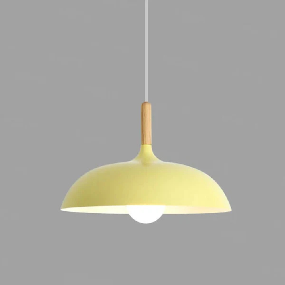 Plafonnier LED Design Scandinave en Chêne Luminaires de plafond Electro Paris Jaune Blanc chaud dia35cm X h23cm