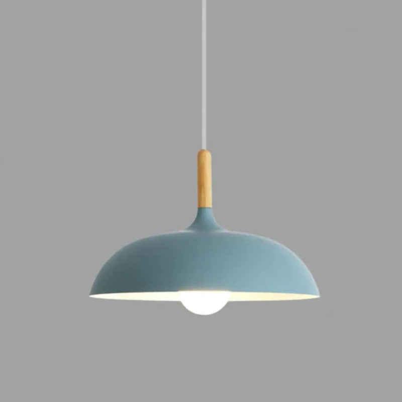 Plafonnier LED Design Scandinave en Chêne Luminaires de plafond Electro Paris Bleu Blanc chaud dia35cm X h23cm