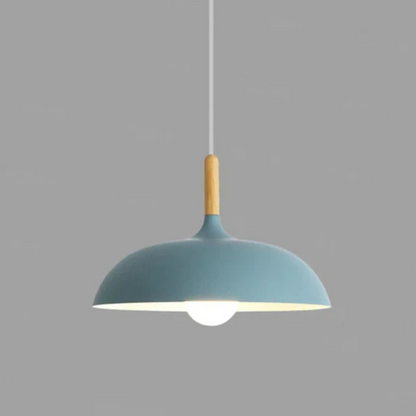 Plafonnier LED Design Scandinave en Chêne Luminaires de plafond Electro Paris Bleu Blanc chaud dia35cm X h23cm