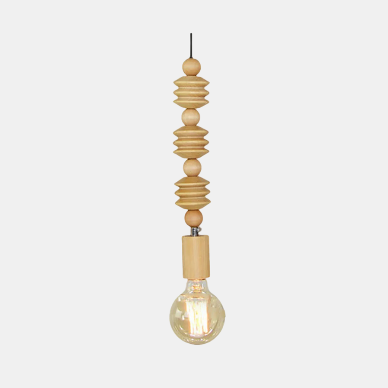 Plafonnier LED – Lampe Suspendue En Bois Avec Perles Pour Salle À Manger Luminaires suspendus Electro Paris Couleur du bois W4cm*H32cm