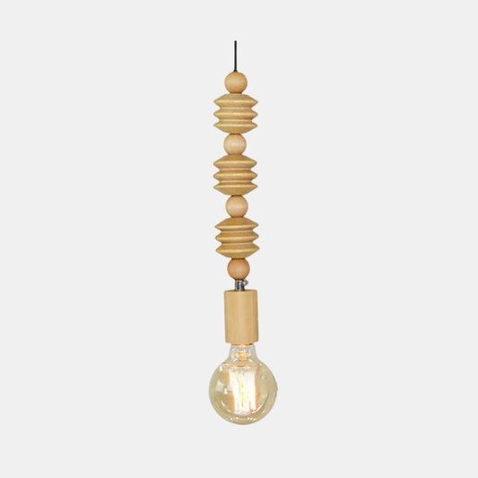 Plafonnier LED – Lampe Suspendue En Bois Avec Perles Pour Salle À Manger Luminaires suspendus Electro Paris Couleur du bois W4cm*H32cm