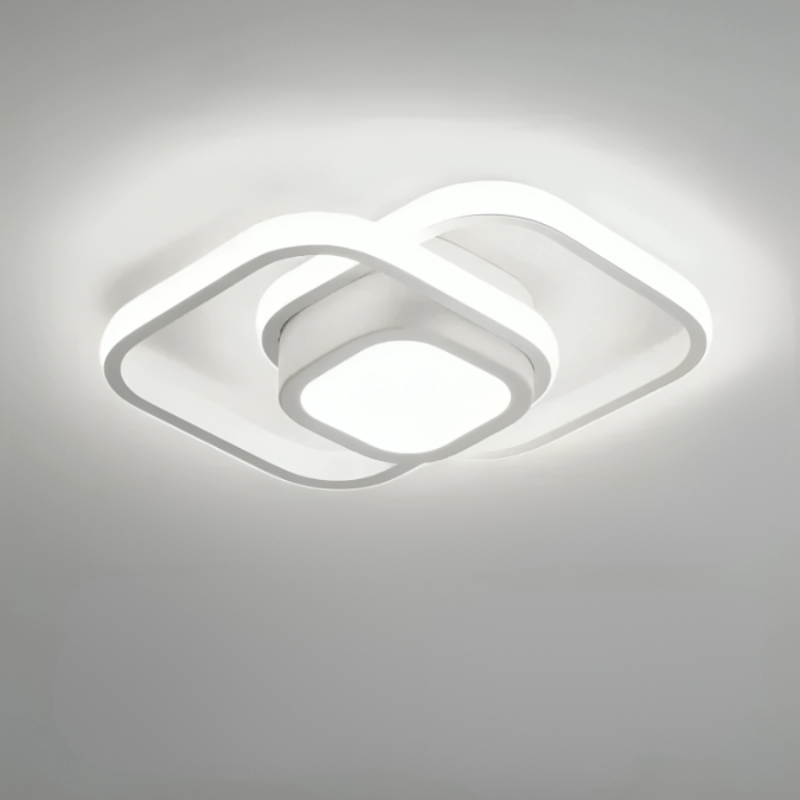 Plafonnier LED Moderne à Double Anneau pour Intérieurs Élégants Plafonnier Electro Paris Carré Blanc