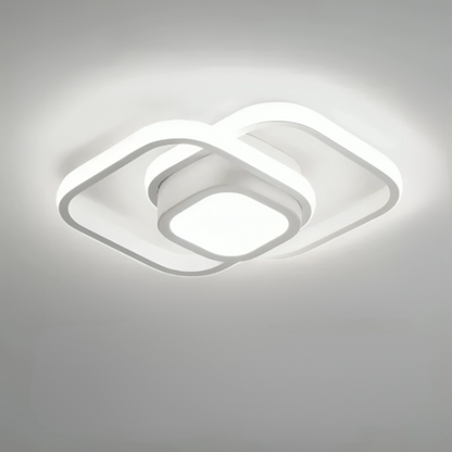 Plafonnier LED Moderne à Double Anneau pour Intérieurs Élégants Plafonnier Electro Paris Carré Blanc