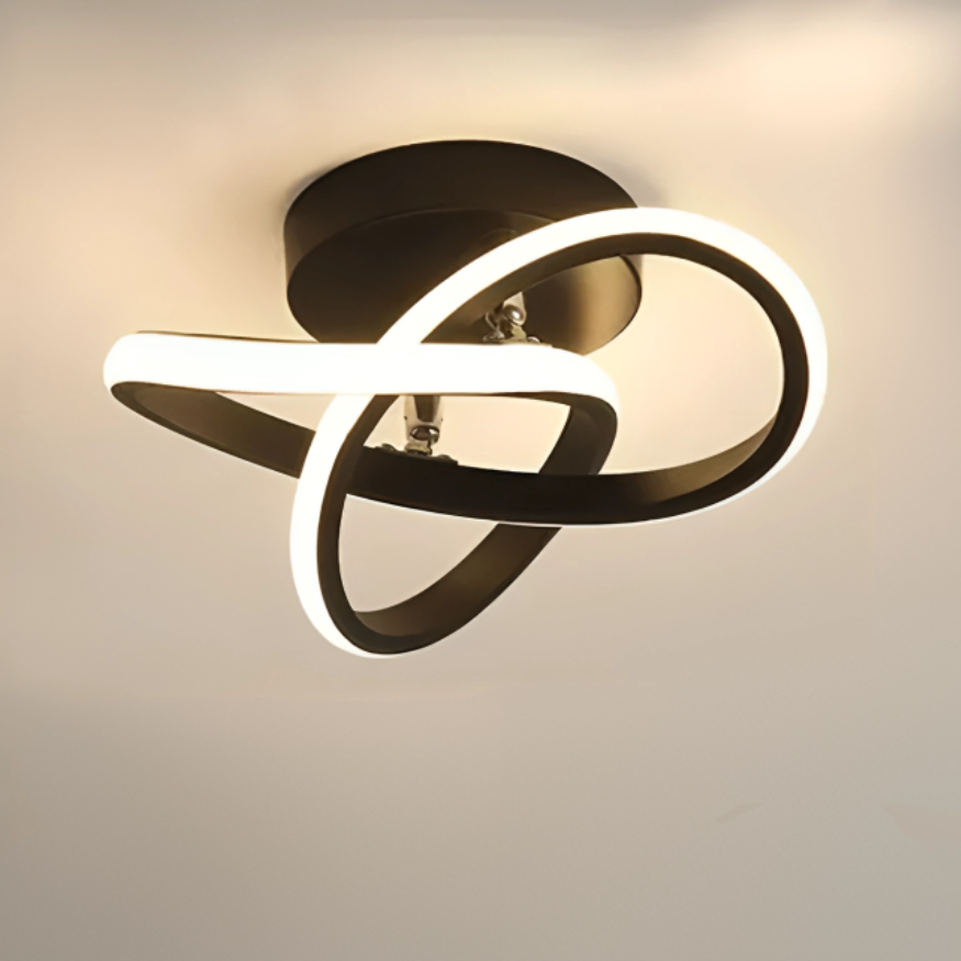 Plafonnier LED Moderne à Double Anneau pour Intérieurs Élégants Plafonnier Electro Paris Vague Noir