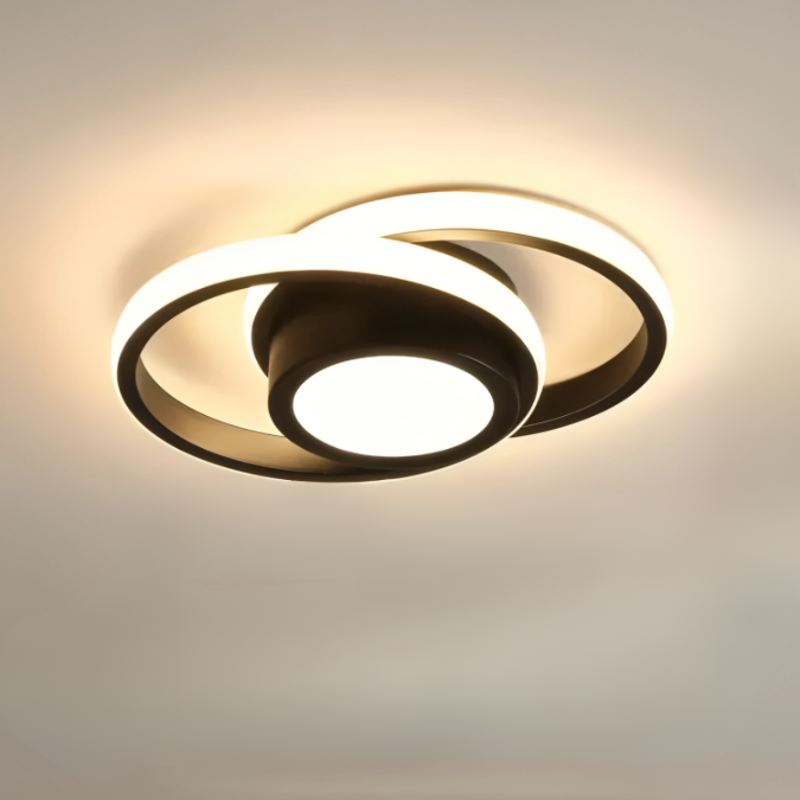 Plafonnier LED Moderne à Double Anneau pour Intérieurs Élégants Plafonnier Electro Paris Rond Noir