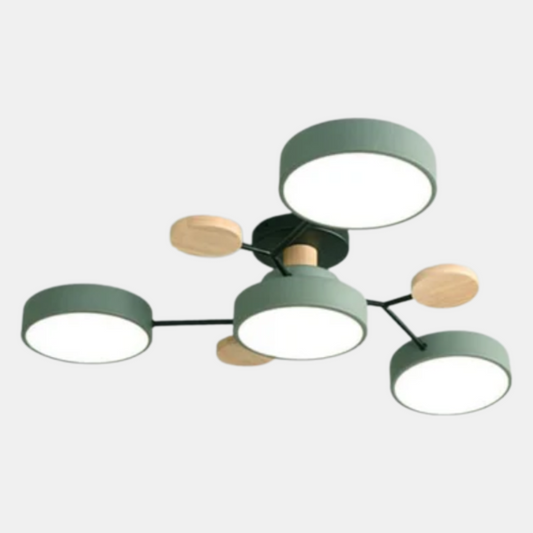Plafonnier LED Rond Minimaliste pour Intérieurs Modernes Ceiling Lamp Electro Paris Vert 4 Tasses Blanc chaud