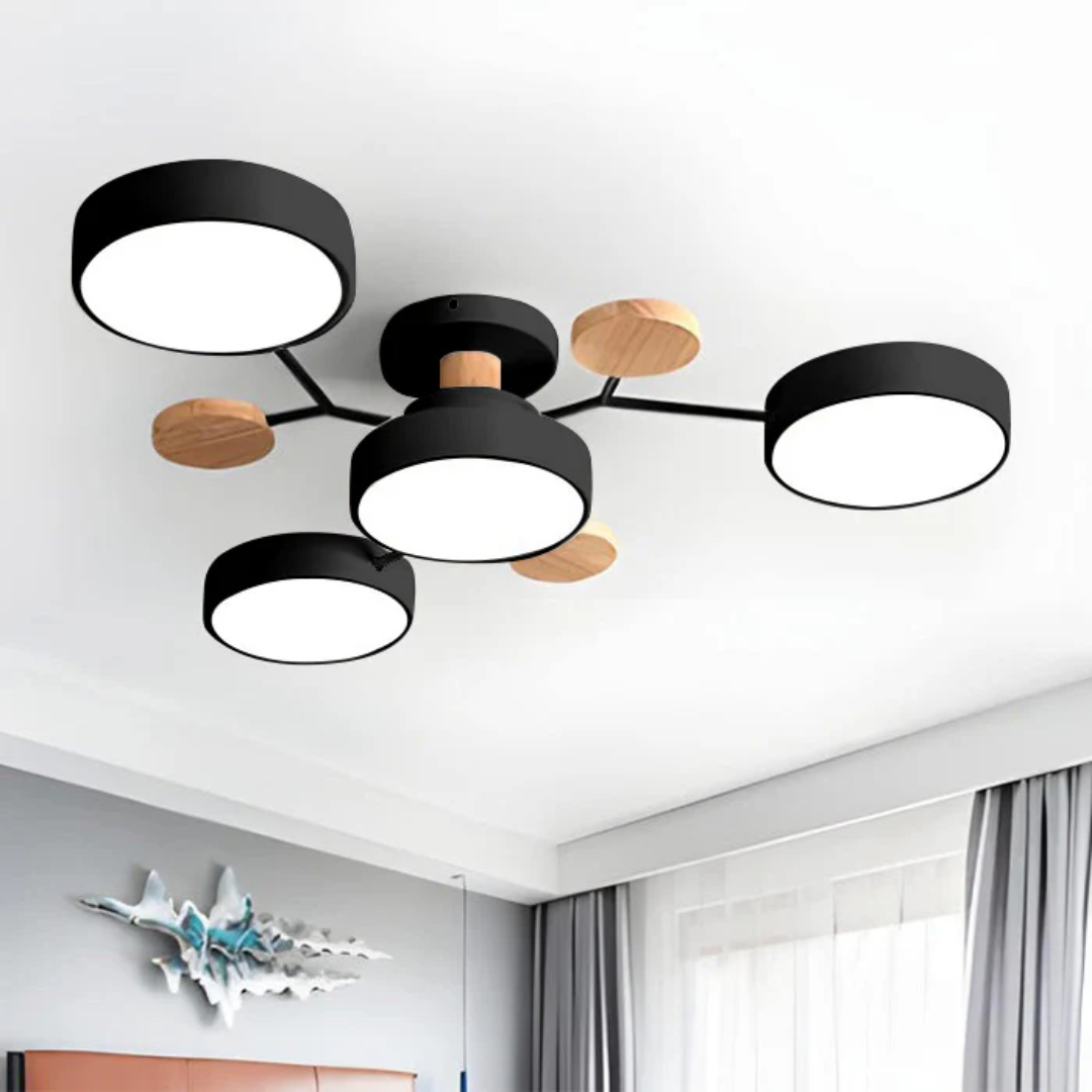 Plafonnier LED Rond Minimaliste pour Intérieurs Modernes Ceiling Lamp Electro Paris Noir 4 Tasses Blanc chaud