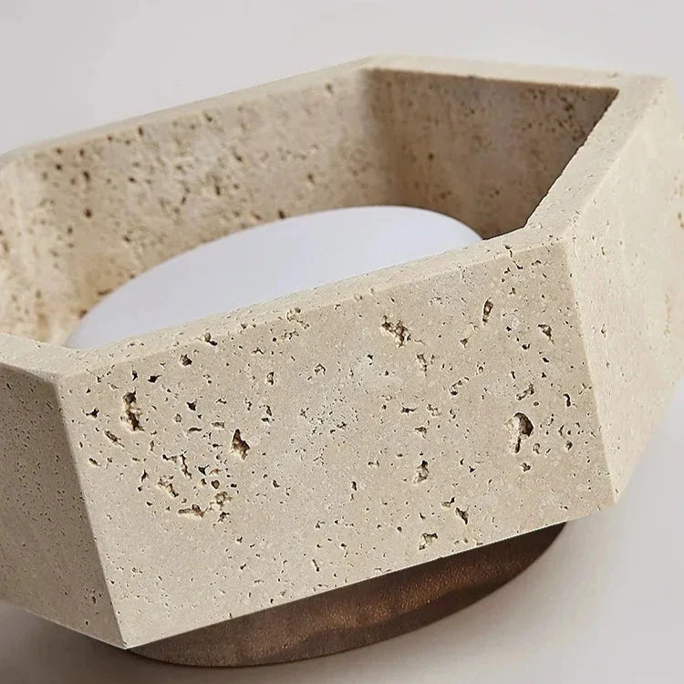 Plafonnier LED Wabi Sabi en Travertin pour Salon et Chambre, Design Épuré Lampes de plafond Electro Paris