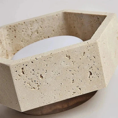 Plafonnier LED Wabi Sabi en Travertin pour Salon et Chambre, Design Épuré Lampes de plafond Electro Paris