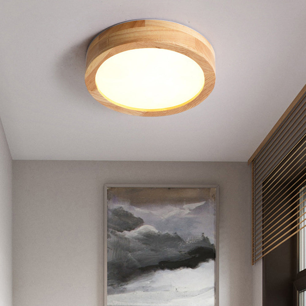 Plafonnier Moderne en Bois pour Salon – Luminaire Encastré LED Japandi Dimmable Éclairage Electro Paris Style B : D23*H5CM Lumière blanche