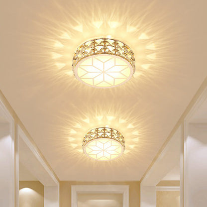 Plafonnier LED Cristal Rond – Suspension Champagne Simple Pour Couloir Éclairage Electro Paris 15cm Chaud