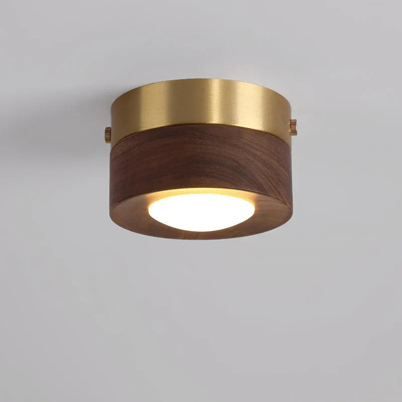 Plafonnier Moderne en Bois avec Spot Orientable – Downlight LED Minimaliste pour Cuisine & Couloir Éclairage Electro Paris Bois de noyer B Lumière chaude
