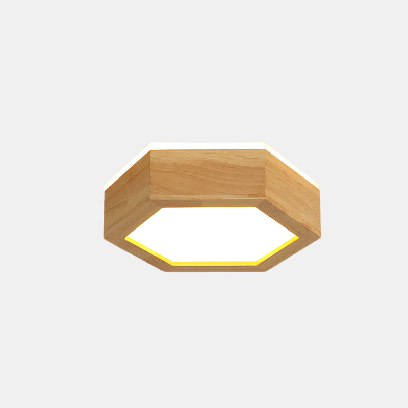 Plafonnier LED hexagonal moderne avec finition bois et acrylique Ceiling Lamp Electro Paris A Lumière chaude