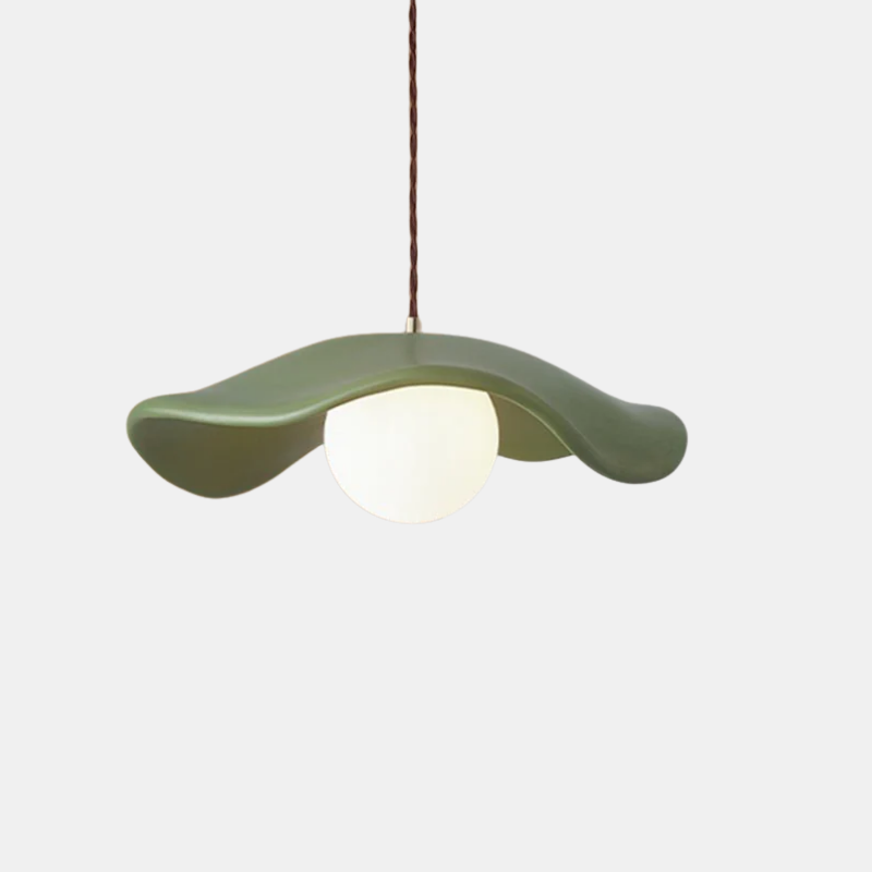 Lampe Plafonnier en Céramique avec Abat-jour Courbé au Style Wabi-Sabi Éclairage Electro Paris Vert