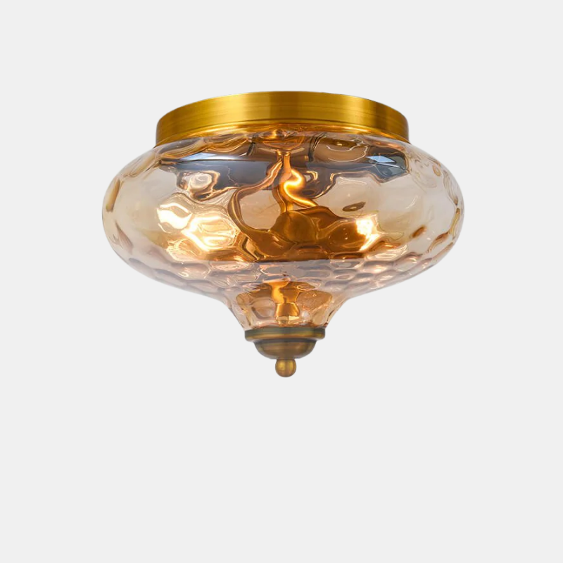 Plafonnier – Luminaire En Verre Martelé Doré Pour Intérieur Moderne Éclairage Electro Paris