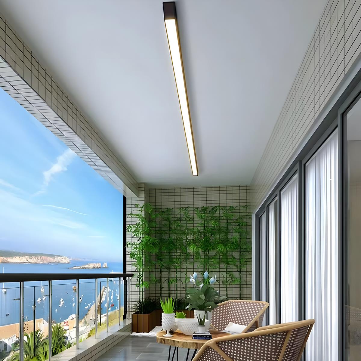 Plafonnier Minimaliste en Bande Longue Lampe de plafond Electro Paris Noir 150 cm 3 modes de couleur