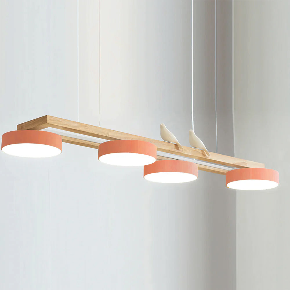 Plafonnier Moderne Inspiré de la Nature avec Détails d'Oiseaux Ceiling Lamp Electro Paris Rose Orange Lumière chaude