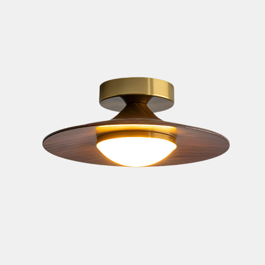 Plafonnier Moderne avec Détail Imitation Bois Ceiling Lamp Electro Paris Couleur noyer & Or Lumière chaude