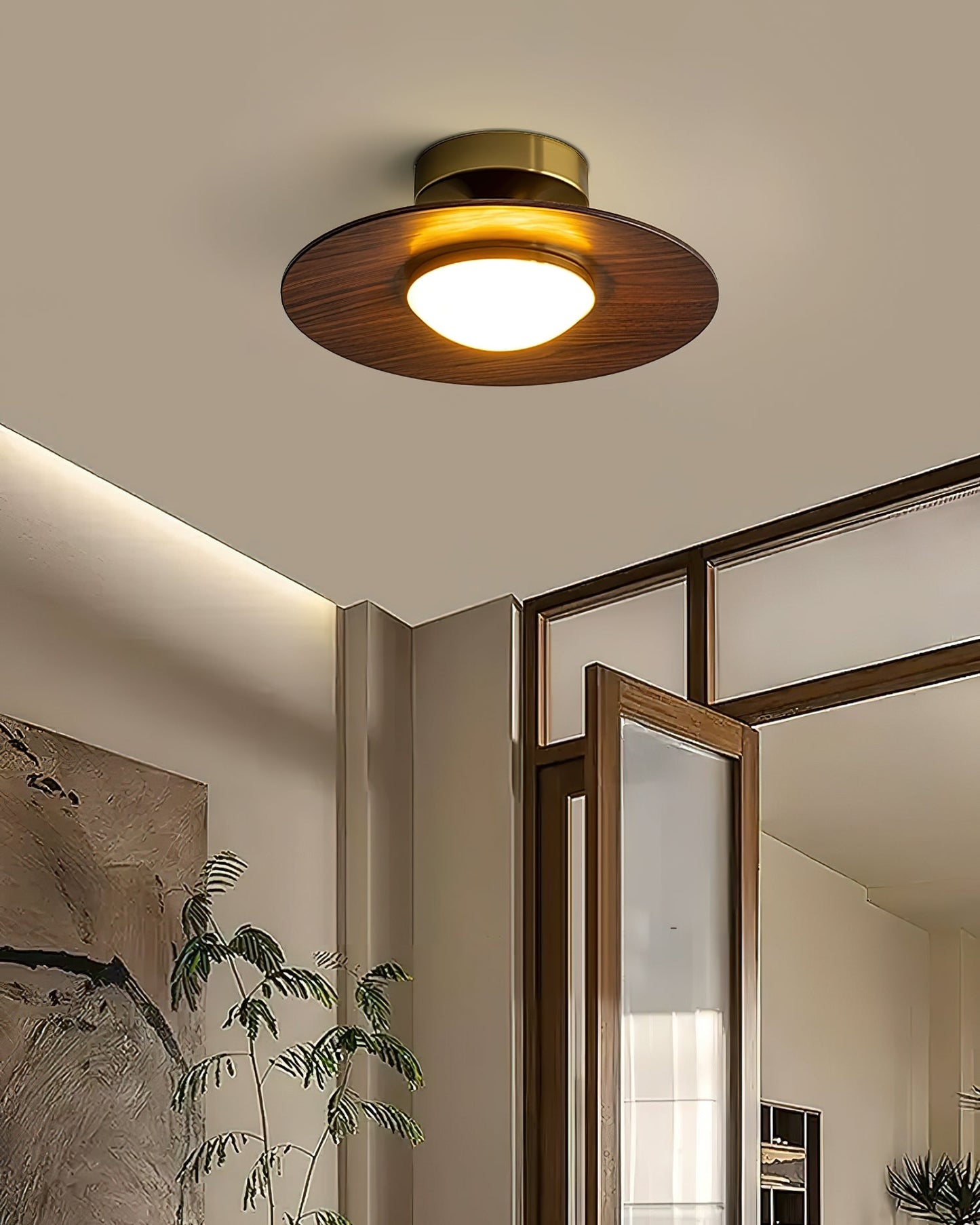 Plafonnier Moderne avec Détail Imitation Bois Ceiling Lamp Electro Paris
