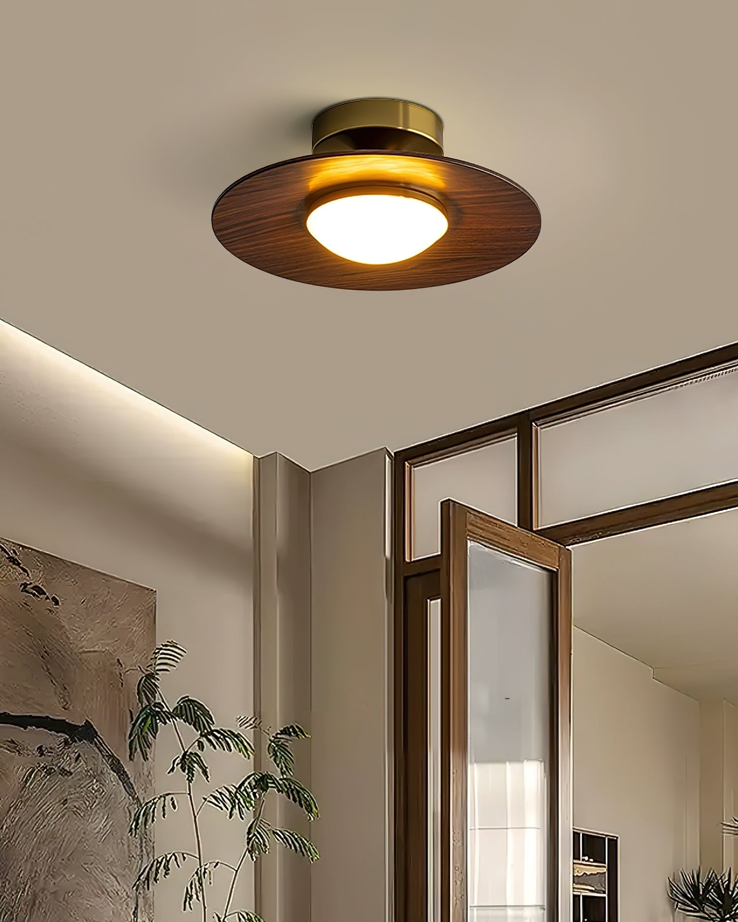 Plafonnier Moderne avec Détail Imitation Bois Ceiling Lamp Electro Paris