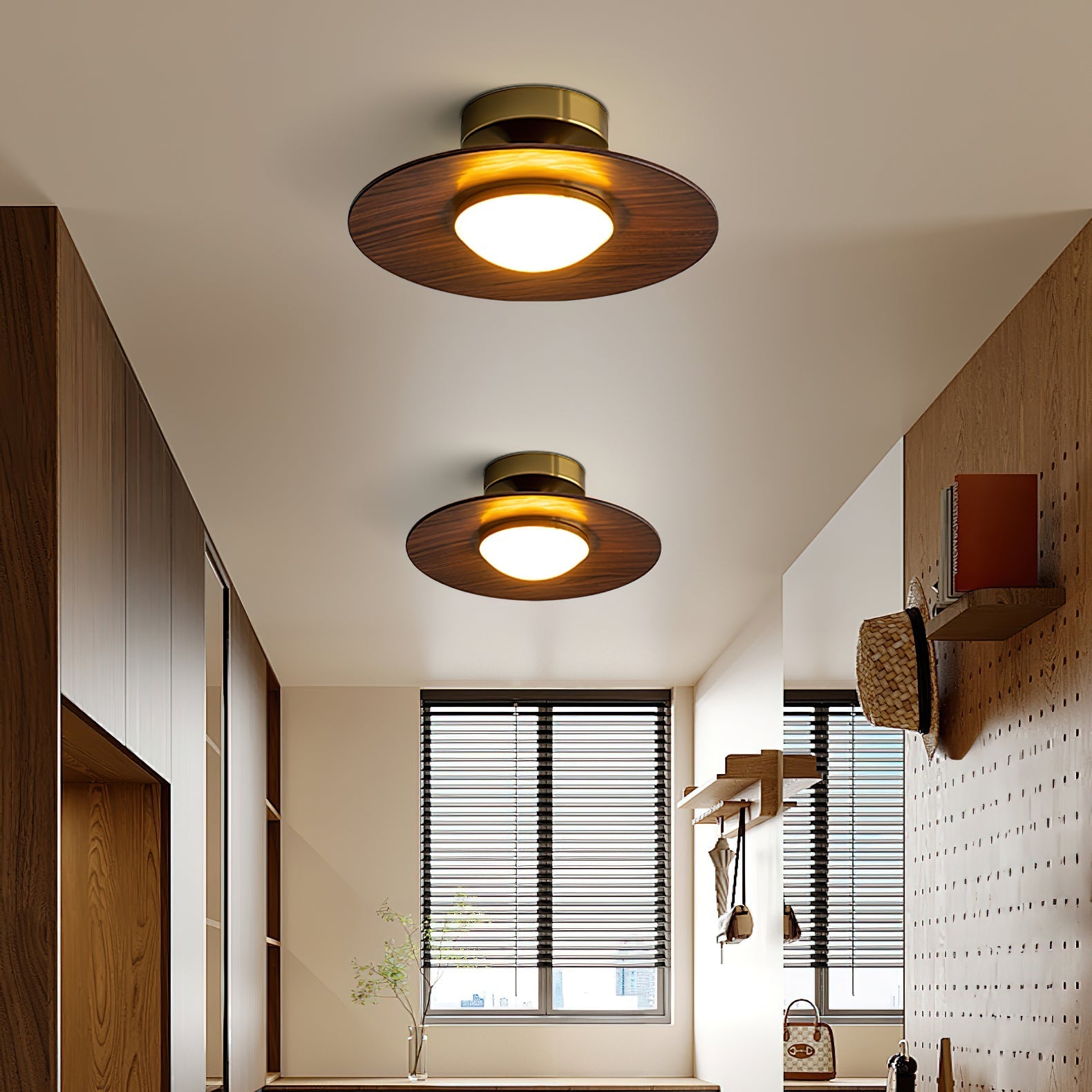 Plafonnier Moderne avec Détail Imitation Bois Ceiling Lamp Electro Paris