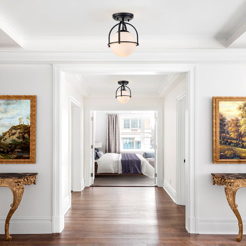 Plafonnier Salle de Bain en Verre Opale – Luminaire Design Épuré Éclairage Electro Paris