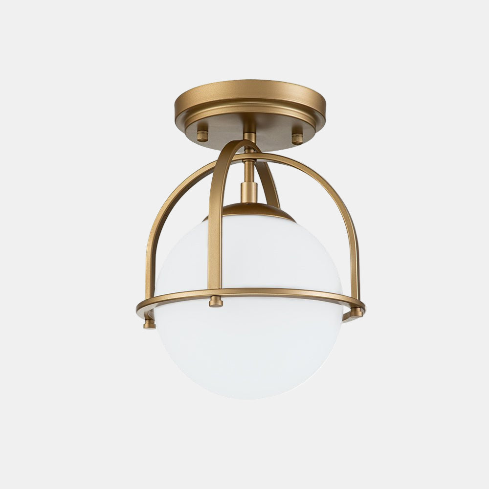 Plafonnier Salle de Bain en Verre Opale – Luminaire Design Épuré Éclairage Electro Paris Laiton