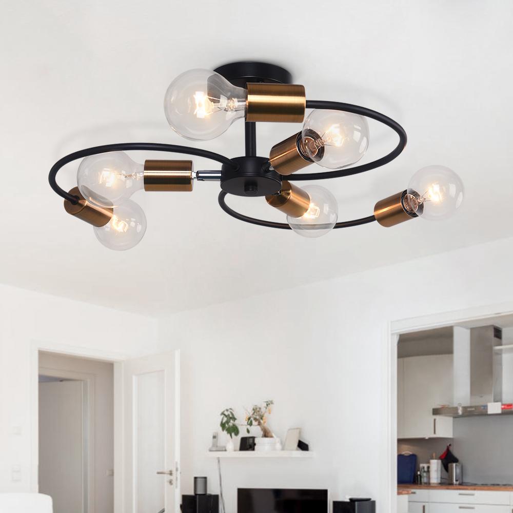 Applique Murale Spoutnik à 6 Lumières – Design Industriel Vintage avec Douilles Réglables en Verre Éclairage Electro Paris