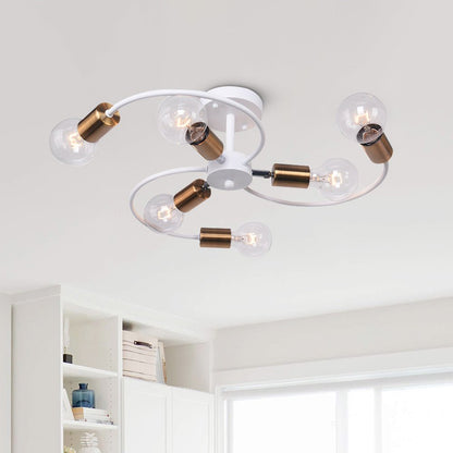 Applique Murale Spoutnik à 6 Lumières – Design Industriel Vintage avec Douilles Réglables en Verre Éclairage Electro Paris Blanc