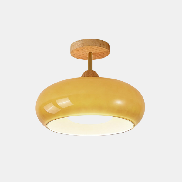 Plafonnier Sputnik Moderne à Globes en Verre pour un Éclairage d'Effet Luminaires de plafond Electro Paris Couleur bois naturel & Orange Ø 11″ x H 11″ / Dia 28cm x H 28cm