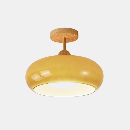 Plafonnier Sputnik Moderne à Globes en Verre pour un Éclairage d'Effet Luminaires de plafond Electro Paris Couleur bois naturel & Orange Ø 11″ x H 11″ / Dia 28cm x H 28cm