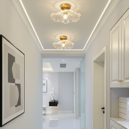 Plafonnier Vintage en Verre Transparent avec Base Dorée Luminaires de plafond Electro Paris