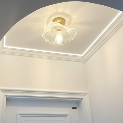 Plafonnier Vintage en Verre Transparent avec Base Dorée Luminaires de plafond Electro Paris