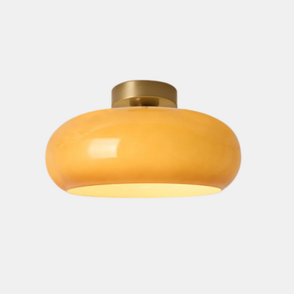 Plafonnier Vintage en Verre pour Couloir – Lampe Encastrée en Verre Côtelé Éclairage Electro Paris Ambre Or Plafonnier : D28* H17cm