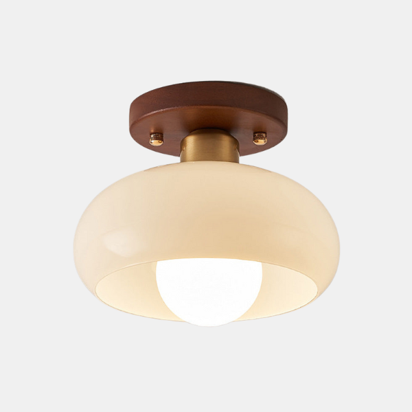 Plafonnier en Bois Style Japandi avec Verre – Lampe Encastrée Minimaliste pour Couloir Éclairage Electro Paris