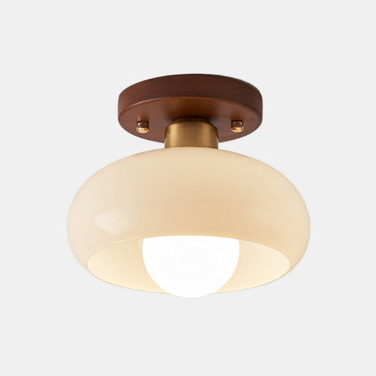 Plafonnier en Bois Style Japandi avec Verre – Lampe Encastrée Minimaliste pour Couloir Éclairage Electro Paris