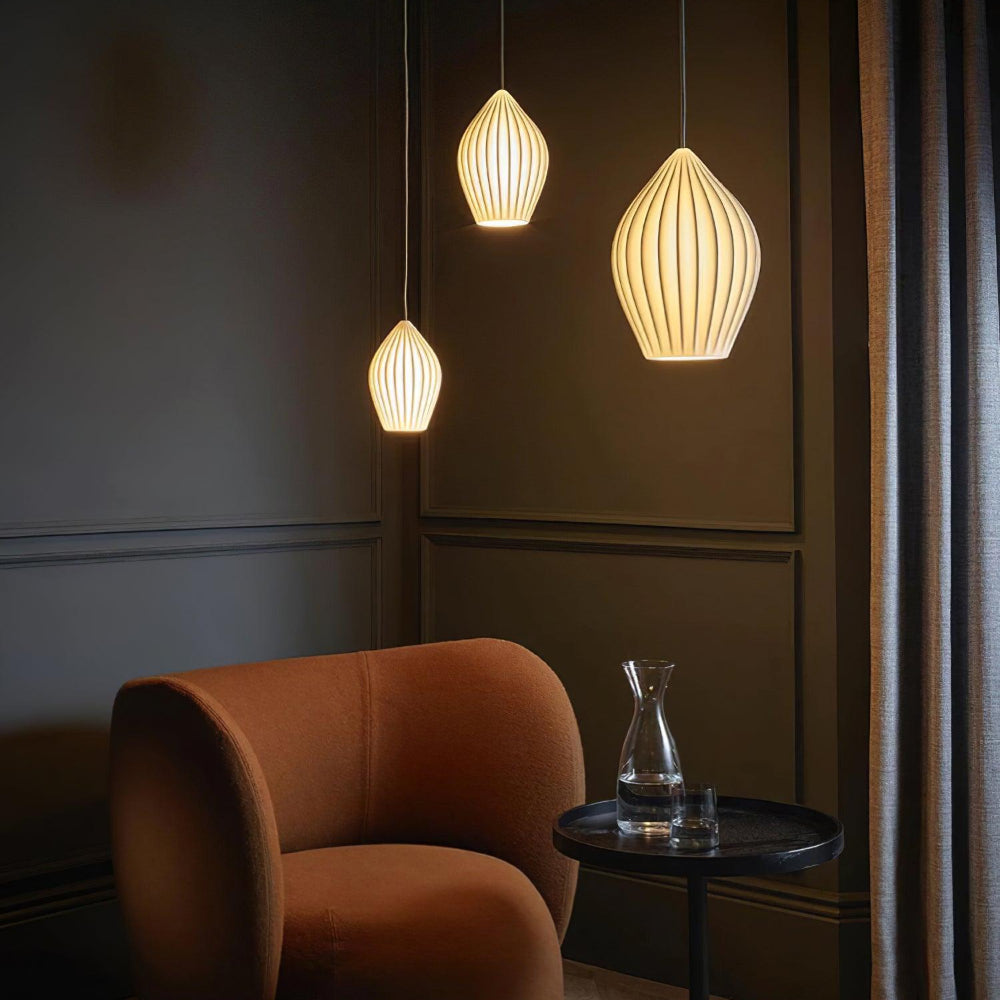 Plafonnier moderne en céramique avec abat-jour rainuré Ceiling Lamp Electro Paris