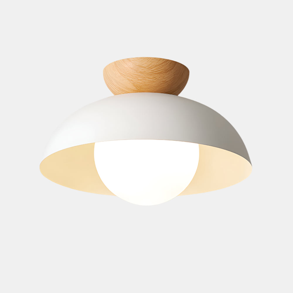 Plafonnier moderne pour un éclairage doux et accueillant Ceiling Lamp Electro Paris Dia 30cm x H 20cm Blanc & Motif en bois