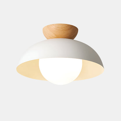 Plafonnier moderne pour un éclairage doux et accueillant Ceiling Lamp Electro Paris Dia 30cm x H 20cm Blanc & Motif en bois