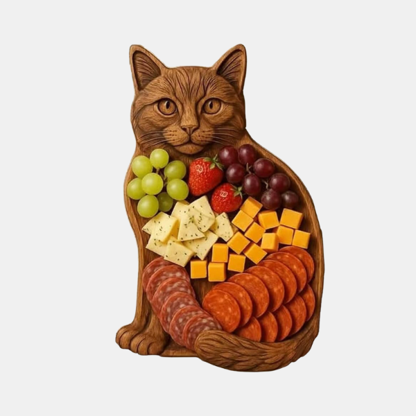 Planche de Charcuterie en Forme de Chat en Bois pour une Présentation Ludique Plateaux de service Electro Paris