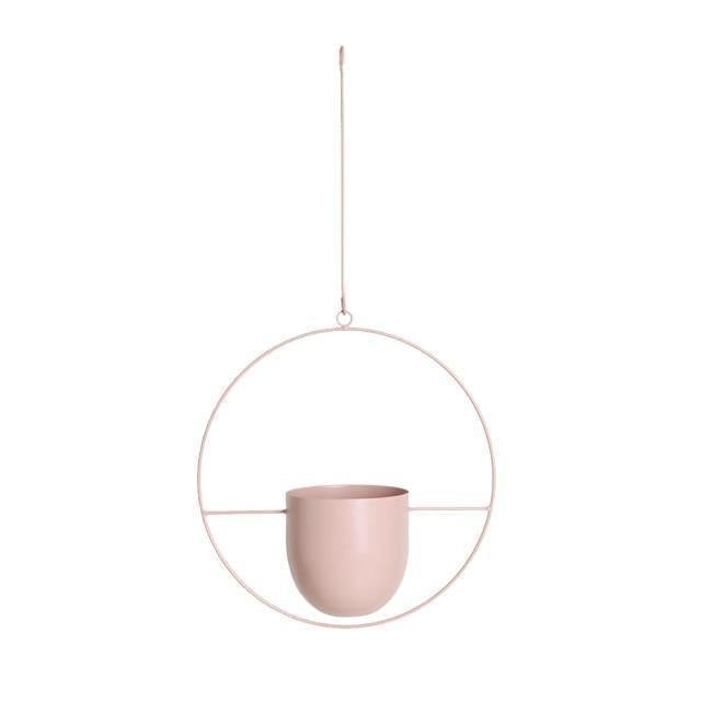 Suspendue Planteur en Métal – Pot Suspendu Moderne pour Intérieur et Extérieur Pots de fleurs suspendus Electro Paris Rose clair Rond