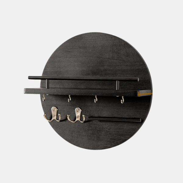 Porte-Clés Mural Rond en Bois pour une Organisation Élégante Porte-clés Electro Paris Noir/Noir