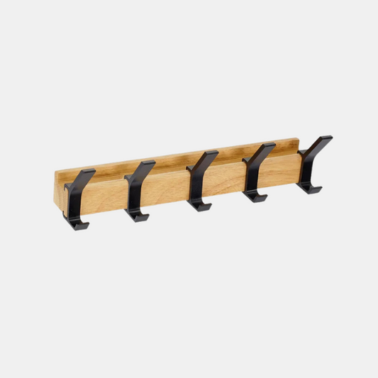 Porte-Manteau Mural Moderne avec Crochets Coulissants – Patère Murale Nordique en Bois & Aluminium Porte-manteaux et crochets Electro Paris