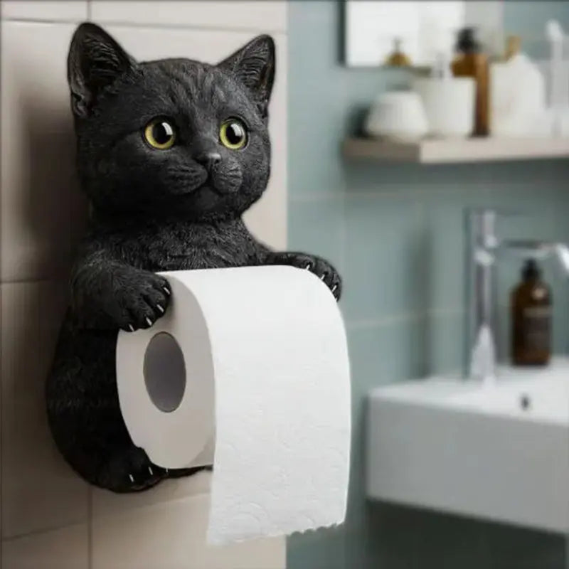 Porte Papier – Porte-Rouleau Toilette 3D Chat En Résine Porte-papier toilette Electro Paris Noir