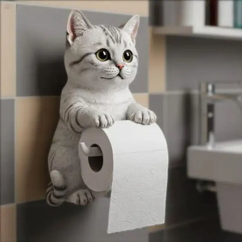 Porte Papier – Porte-Rouleau Toilette 3D Chat En Résine Porte-papier toilette Electro Paris Blanc