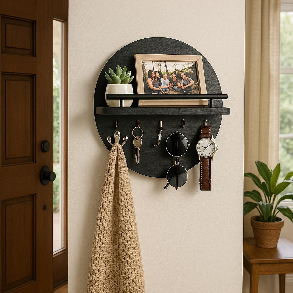 Porte-Clés Mural Rond en Bois pour une Organisation Élégante Porte-clés Electro Paris