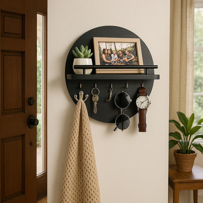 Porte-Clés Mural Rond en Bois pour une Organisation Élégante Porte-clés Electro Paris