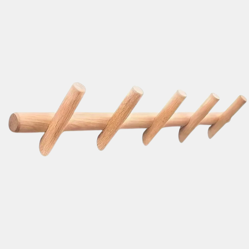 Porte Manteau Mural en Bois de Chêne avec 4 ou 5 Crochets – Solution Pratique pour l’Entrée Porte-manteaux Electro Paris